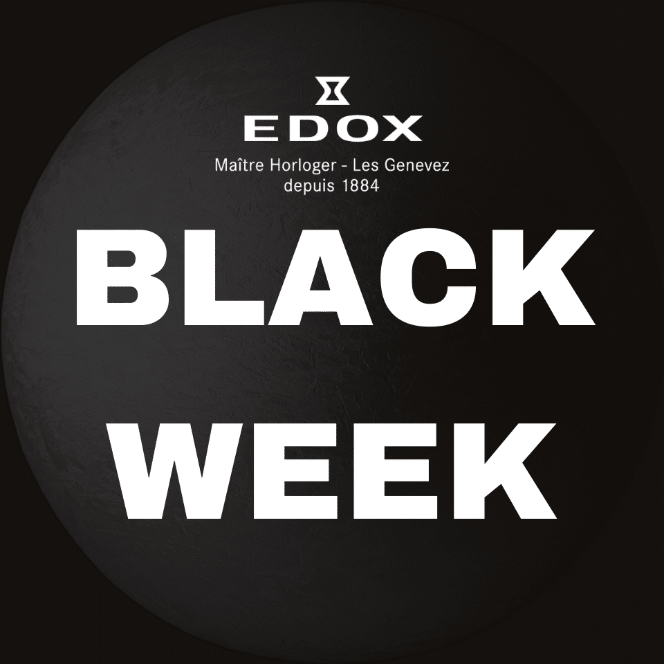 Discover exceptional opportunities during Edox Black Week.
From Monday, 24th of November, until Sunday, 30th of November, enjoy 20% off a selection of iconic timepieces by using the code BLACKWEEK20